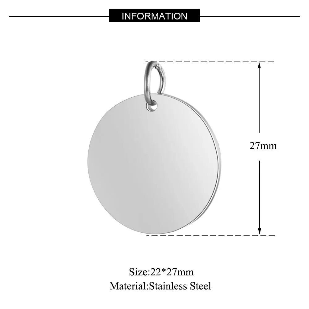 3 шт./лот нержавеющая сталь Зеркальная полировка круглый диск гравировка подвеска-заготовка Персонализированная гравировка подвески