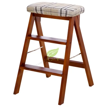 

Fold Solid Wood Step Three Step Folding Ladder Indoor Multi Function durable Chair Kitchen Dual Use Ascending Stair