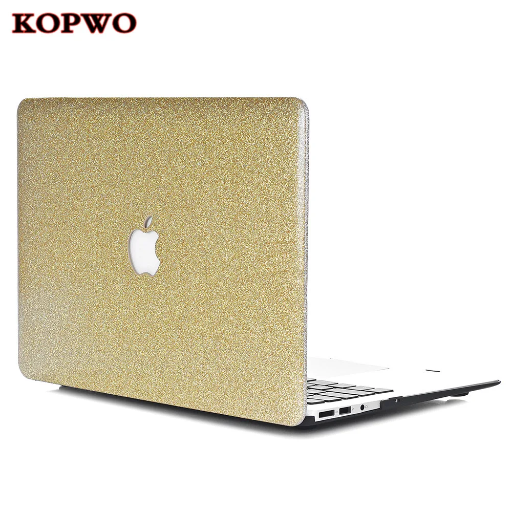 

KOPWO PU Leather Laptop Protective Case for Macbook Air Pro Solid Color Notebook Protect Cover Hollow Out Logo Shatter Resistant