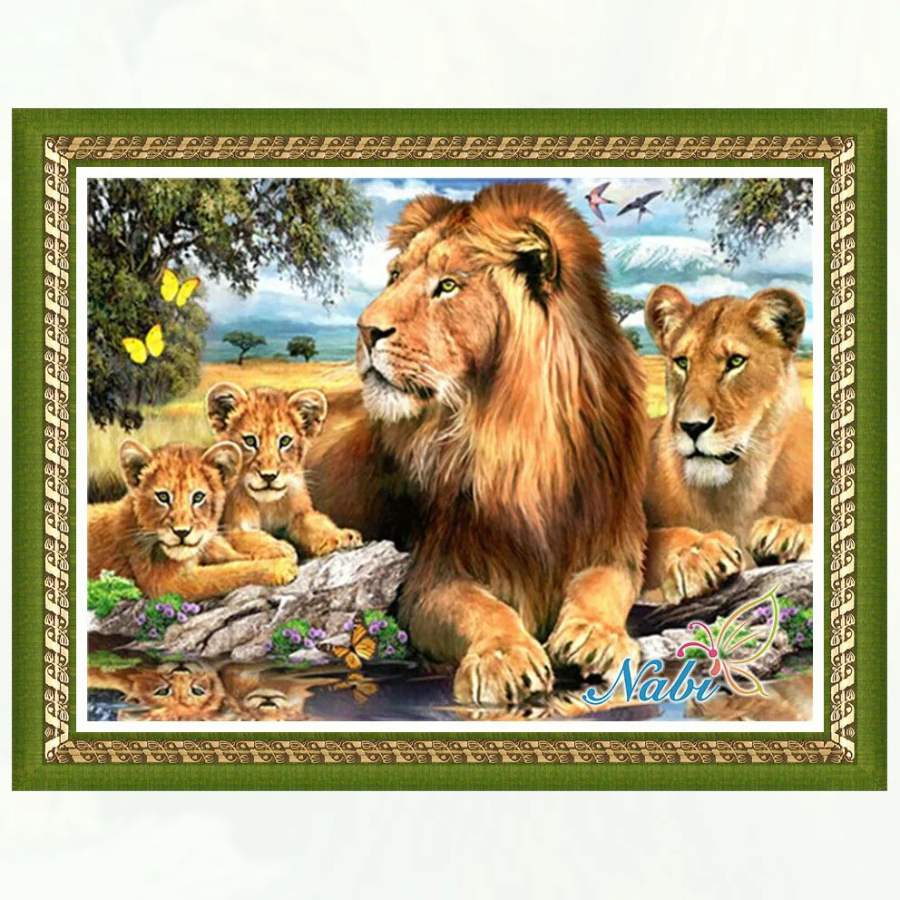 

animals lion palettes shadows 3d diy pictures 3364R - Square diamond mosaic painting Diamond embroidery cross stitch