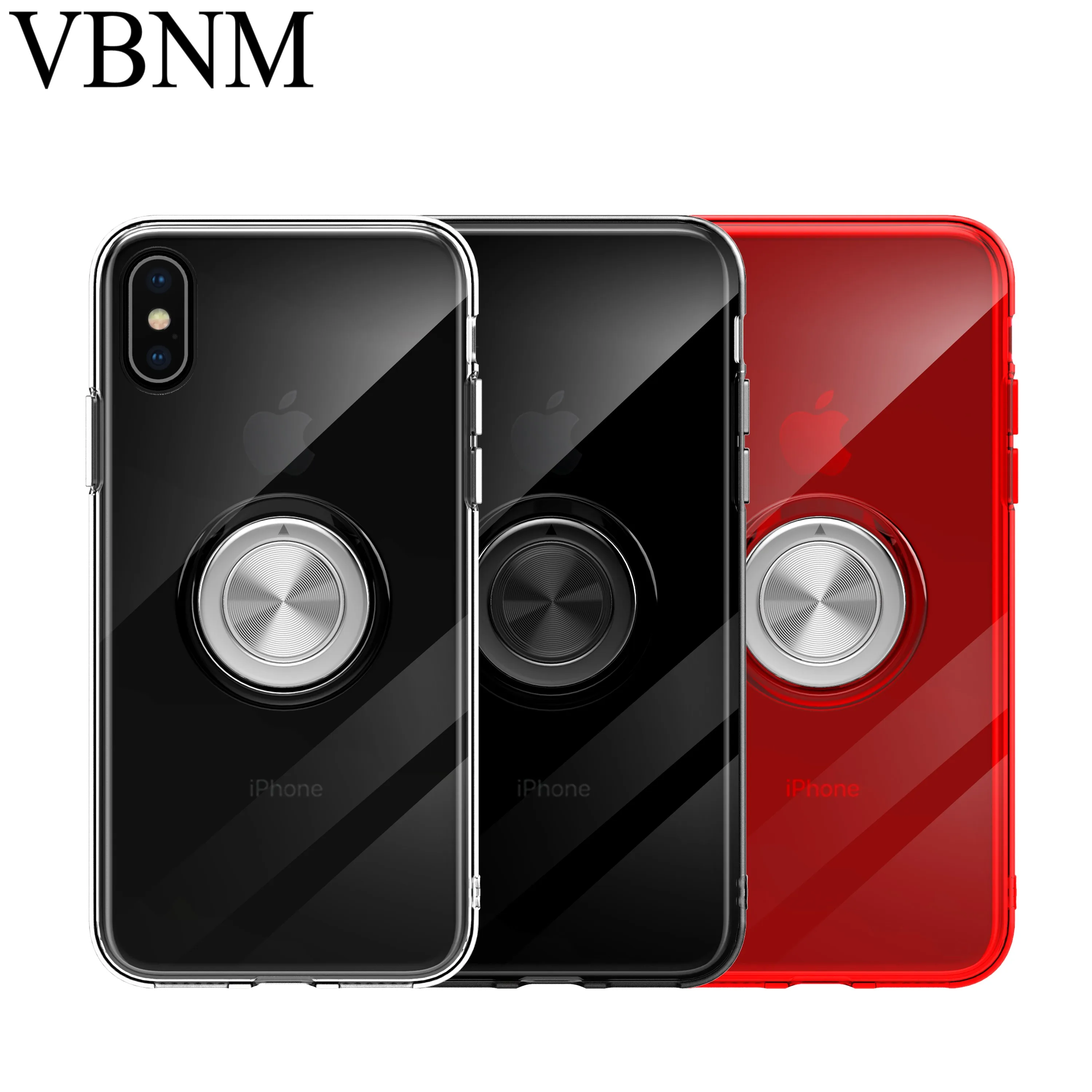 Ultra Thin Transparent Phone Case For iPhone XS MAX XR X 8 7 6 6S Plus Car Magnetic Cases Finger Ring Holder Cover Coque |