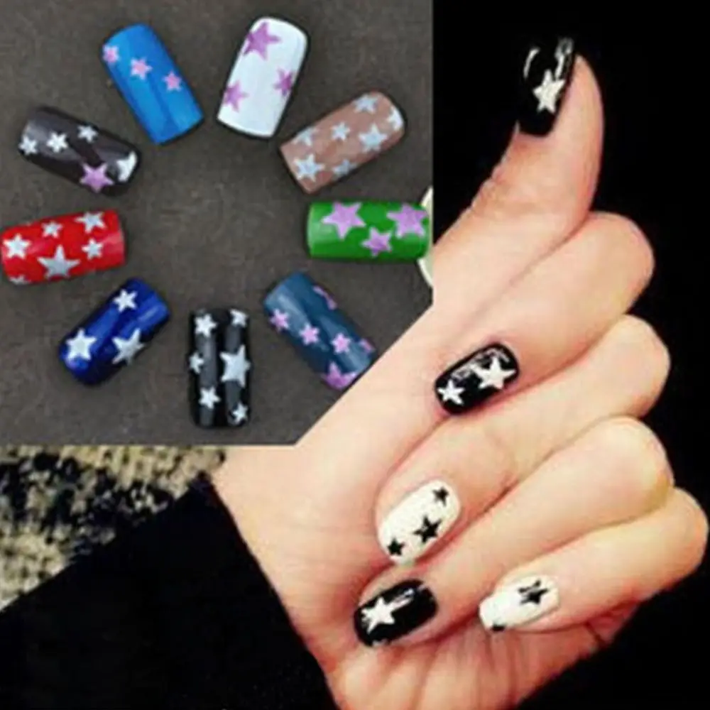 Glitter Star Self Adhesive Colorful Nail Art Stickers Transfer Decals