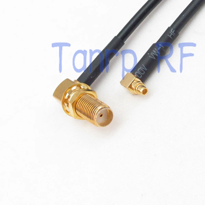 

50CM Pigtail coaxial jumper cable RG174 extension cord 20in SMA female right angle to MMCX male right angle RF adapter