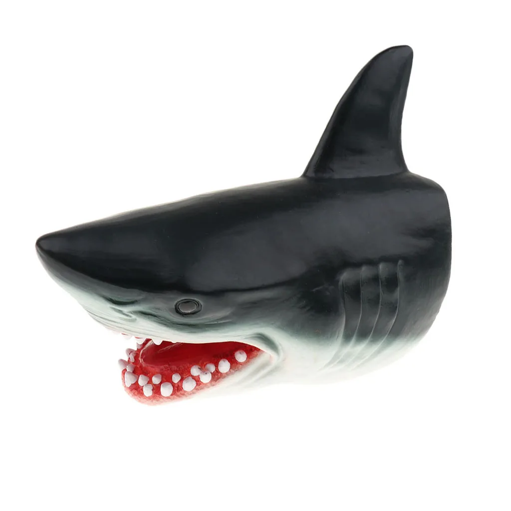 Shark Hand Puppet,Soft Rubber Realistic Ocean Animal Head Model Role Ply Toy for Kids, Halloween Party Toy Gift