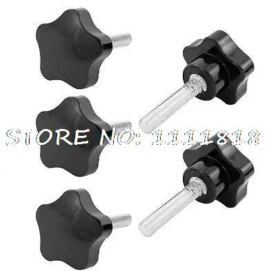 

5 x Black M8 x 40 Thread 40mm Dia Bakelite Star Knobs Handle for Machine Tool