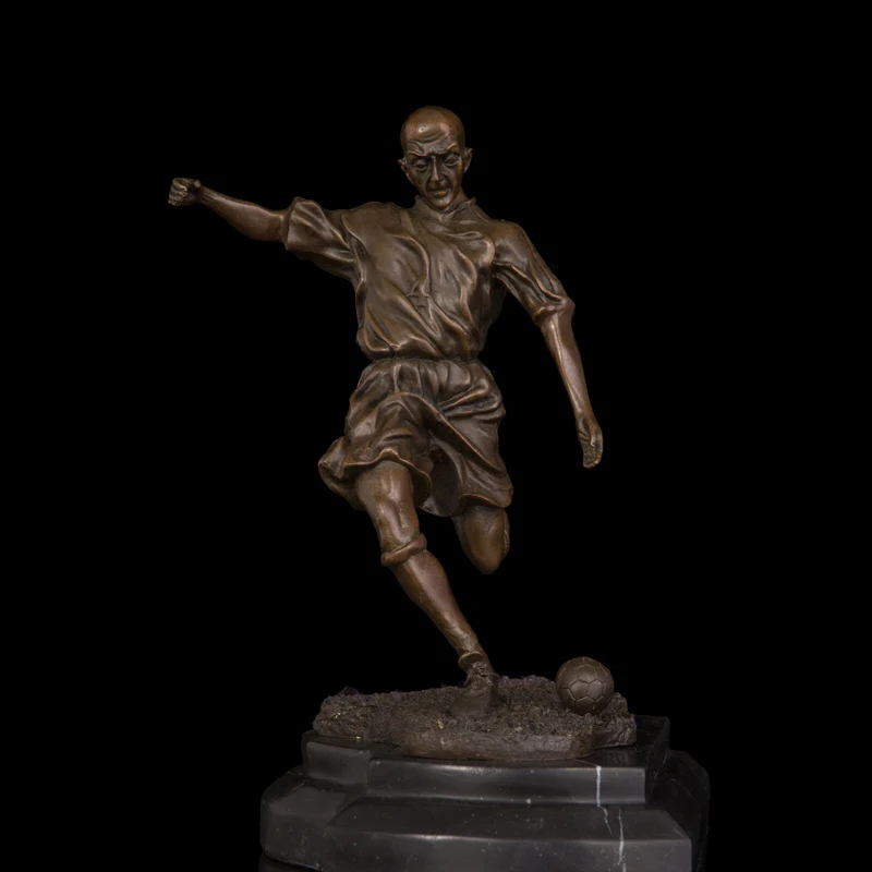 

ATLIE BRONZES Sports man football player statue bronze figurine sculpture en bronze souvenir home decor