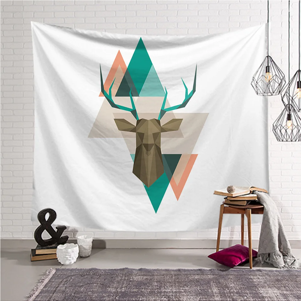

Elk Printed Macrame Tapestry Abstract Geometry Bohemia Wall Hanging Tapestry Polyester Home Decoration Yoga Mat Bedroom Throw