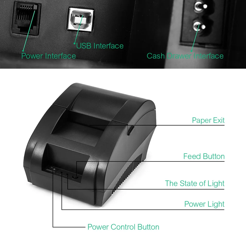 Мини 58 мм 5890 k термопринтер билета POS термопринтер для получения интерфейс USB для принтера ресторана Билла PrinterZJ5890K