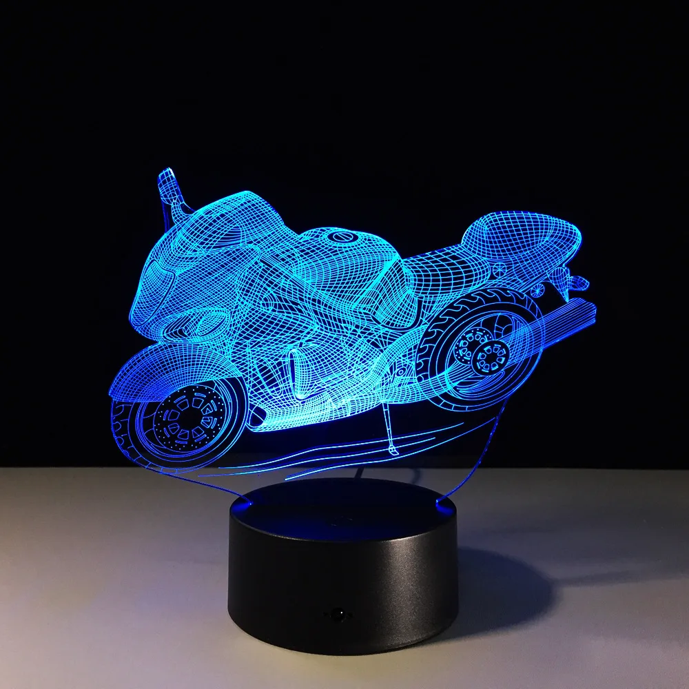 

USB 3D Lamp Motorcycle LED Night Light Cartoon 3D Car 7 Colors Acrylic Discoloration Colorful Atmosphere Novelty Light Boy Gift