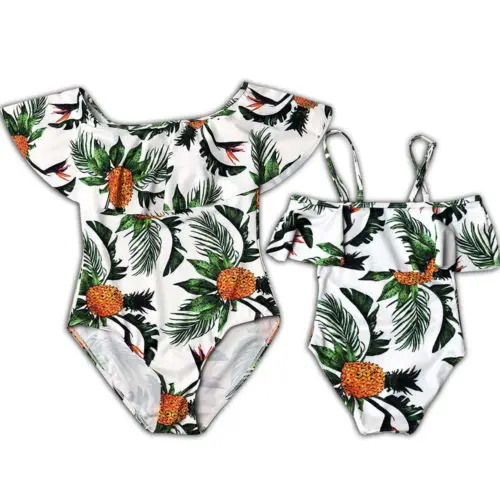 

Mother Daughter Family Matching Outfit One Piece Swimsuit Ruffles Floral Monokini Swimwear Swim Outfits Clothes