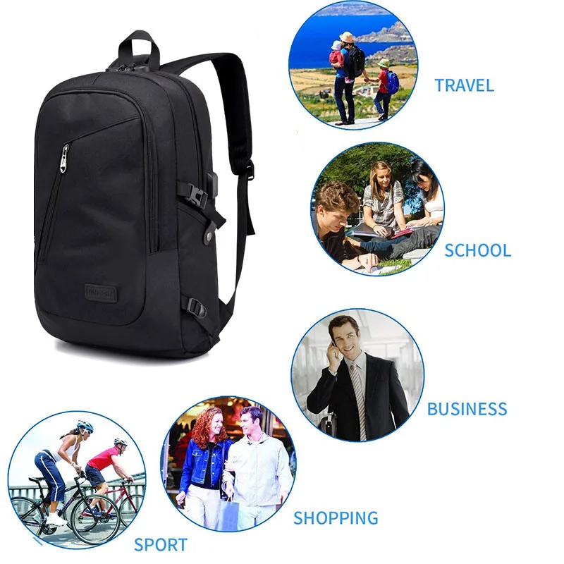 Laptop Backpack Outdoor Sport Bags USB Charging Port Computer Bag School Bookbag Business Backbag Unisex Travel Camping Riding (3)