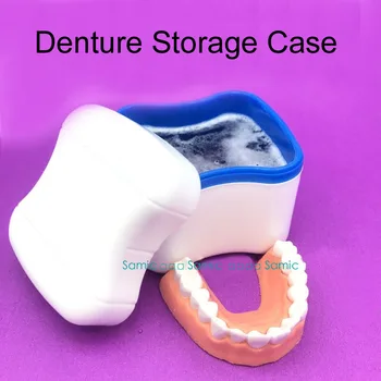 

Denture Bath Appliance False Teeth Box Storage Case Dental Rinsing Basket Container