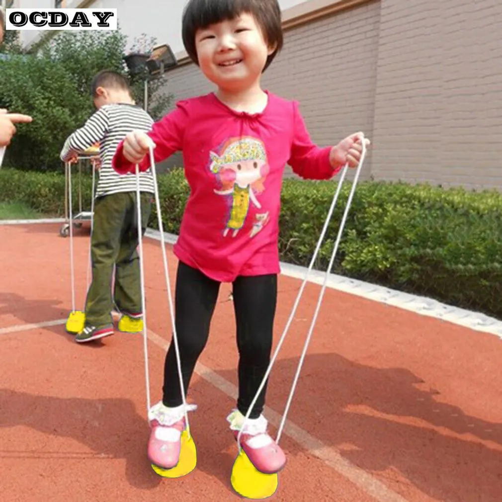 

HOT! 1 pair 7 Colors Walk Stilt Jump Toy Plastic Smile Face Pattern Children Outdoor Fun Sports Balance Training Toy Best Gift