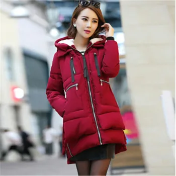 

AILOOGE 2017 Winter Jacket Women New Europe Style Fashion Loose Coat female Medium Long Plus Size Down Park Jackets For Women