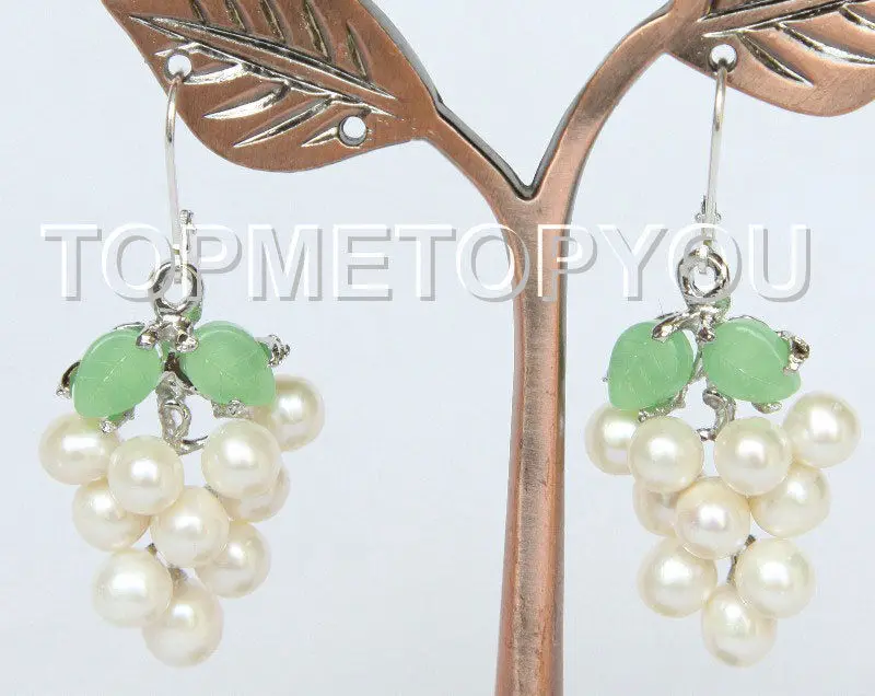 FREE SHIPPING&gt&gt&gt wholesale Dangle 23X27mm grapes shape white pearl Earrings 925 silver hook | Украшения и аксессуары