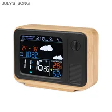 

New Design Wireless Weather Forecast Clock Colorful LCD Alarm Clocks GPS Thermometer Hygrometer Weather Station Home Decor Clock