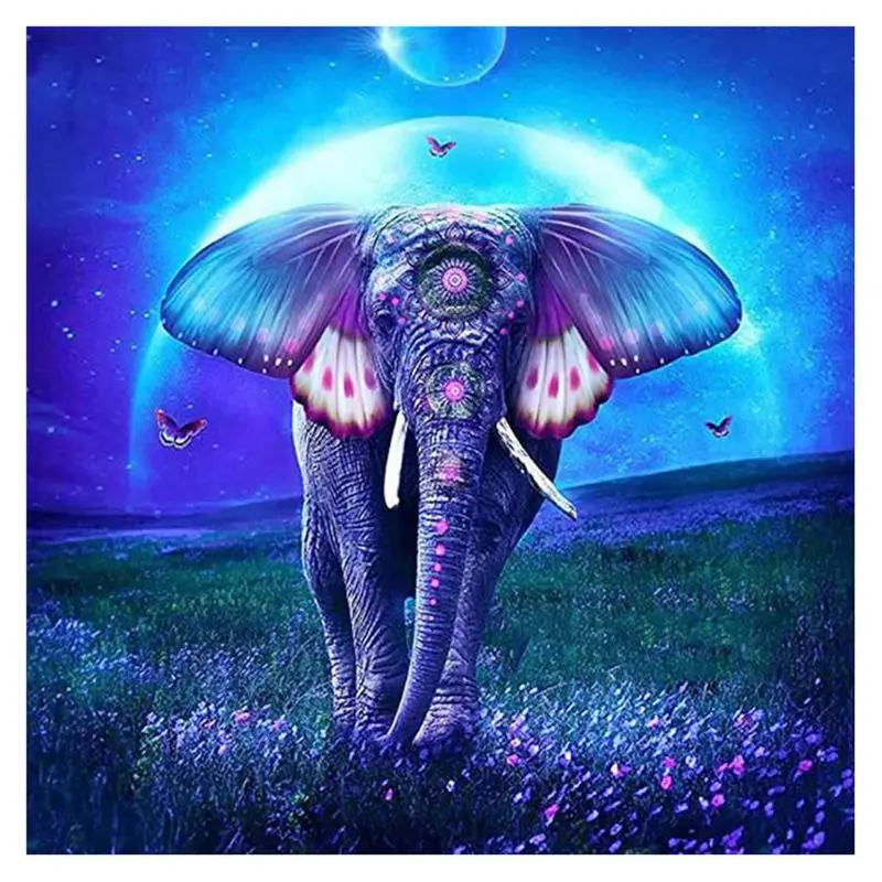 

5D Full Diamond Painting Elephant Embroidery Cross Stitch Kit Room Decor Rhinestone Mosaic DIY Craft