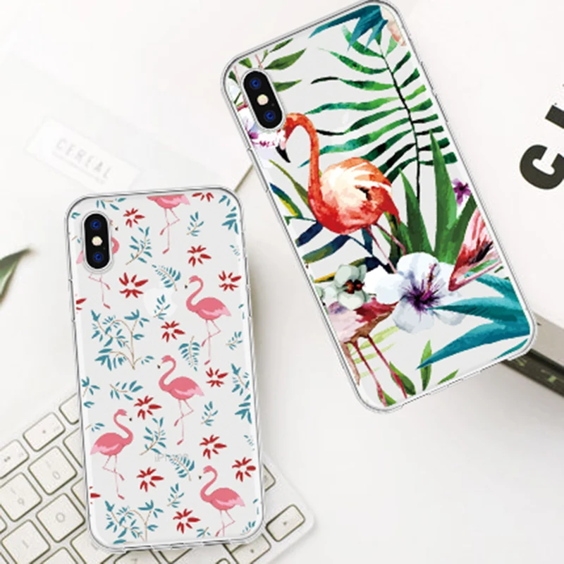 Модный популярный розовый чехол для телефона с рисунком фламинго iPhone 11 MAX XR X