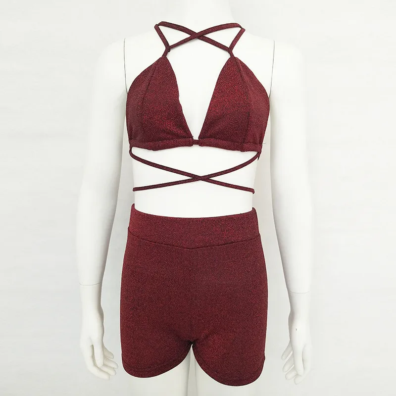 women halter sexy bandage bra 2 pieces set suits 20_