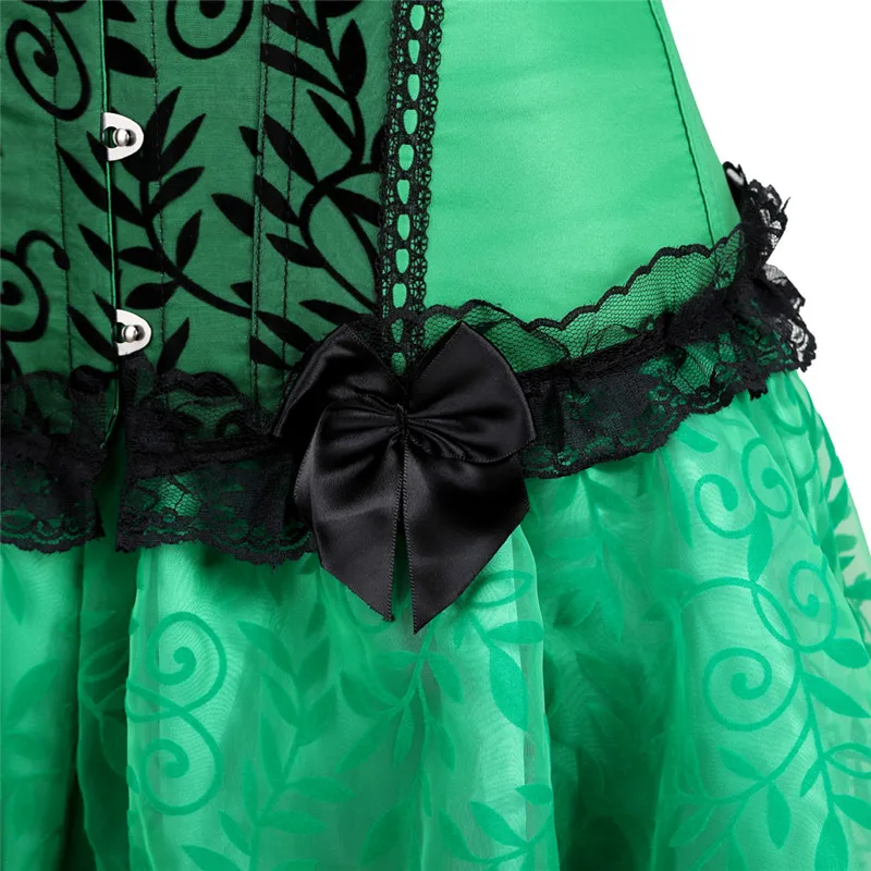 Women Burlesque Dancer Dress Sexy Bustier Corset Gothic Lace Vintage Corset Dress With Skirt Set Poison Ivy Costumes Plus Size