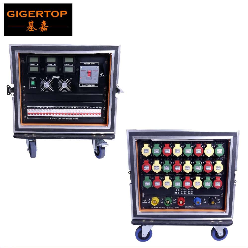 Best Price Gigertop Power Supply Direct Box Road Case Packing LED Display 24 Road 32A Power Output With Cooling Fan/Working Mode Led Light