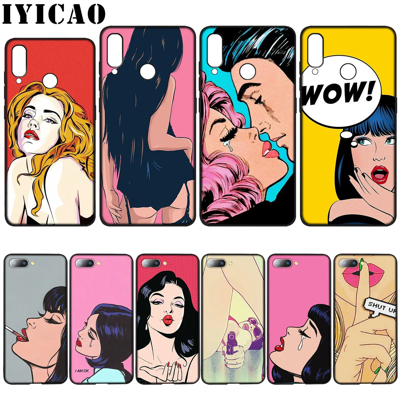 IYICAO pop art comic Coque Silicone Soft Case for Huawei Y7 Y6 Prime Y9 2018 Honor 8C 8X 8 9 10 Lite 6A 7C 7X 7A Pro |