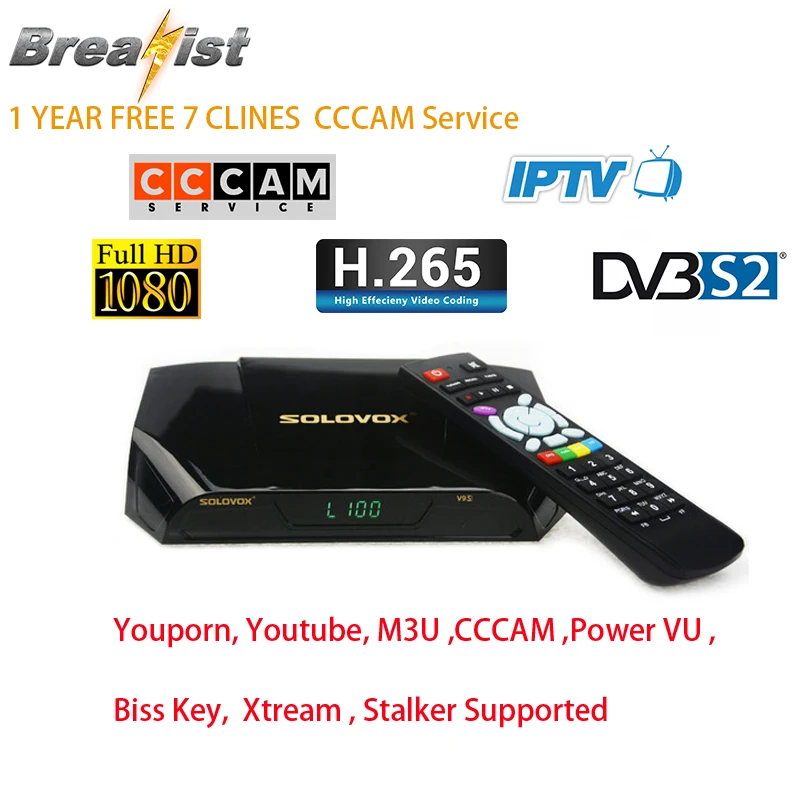 Solovox V9S HD DVB S/S2 спутниковый Full HD 1 год 7 Clines CCCam рецептор Поддержка power VU Youtube M3U Xtream Wifi для Европы