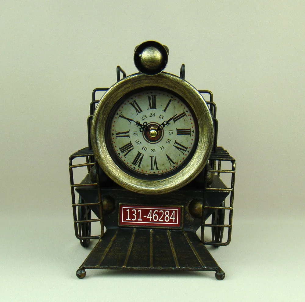 Vintage Metal Train Model Table Clock Antique Iron Locomotive Timepiece Handicraft for Home Decor and Art Collection Vintage Metal Train Model Table Clock Antique Iron Locomotive Timepiece Handicraft for Home Decor and Art Collection