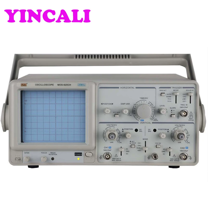 Высокая стабильность аналогового осциллографа MOS-620CH осциллографа двойной трассировки, Максимальная чувствительность составляет 1 мВ/div