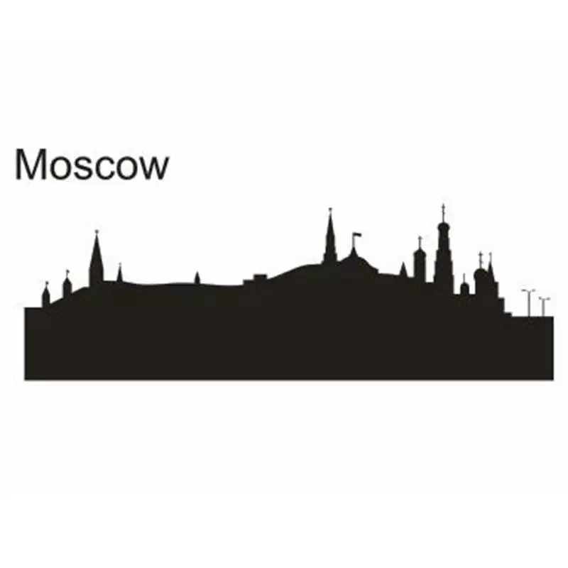 

MOSCOW City Decal Landmark Skyline Wall Stickers Sketch Decals Poster Parede Home Decor Sticker