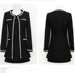 Женские костюмы для подиума, модные дизайнерские Элегантные офисный женский формальный твидовый Блейзер, пиджак, белый черный бисер