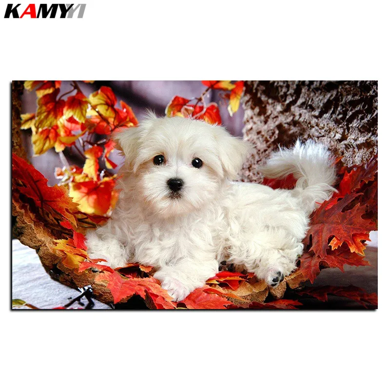 

diy 5d dmc diamond cross stitch picture of rhinestones diamond embroidery painting mosaic animals paint dog B618