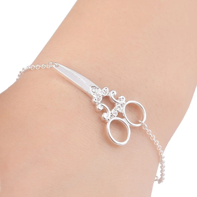 

yiustar 10pcs/lot Large Size Scissors Shaped bracelets in and sivler_conew B029