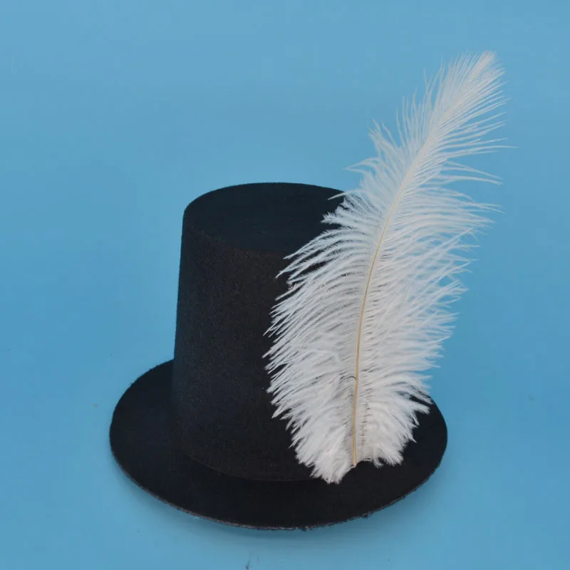 Черная мини-шляпа для женщин и девочек, заколка для волос, головной убор с перьями, основа для рукоделия, аксессуары для волос, Свадебная вечеринка, карнавал, Рождество