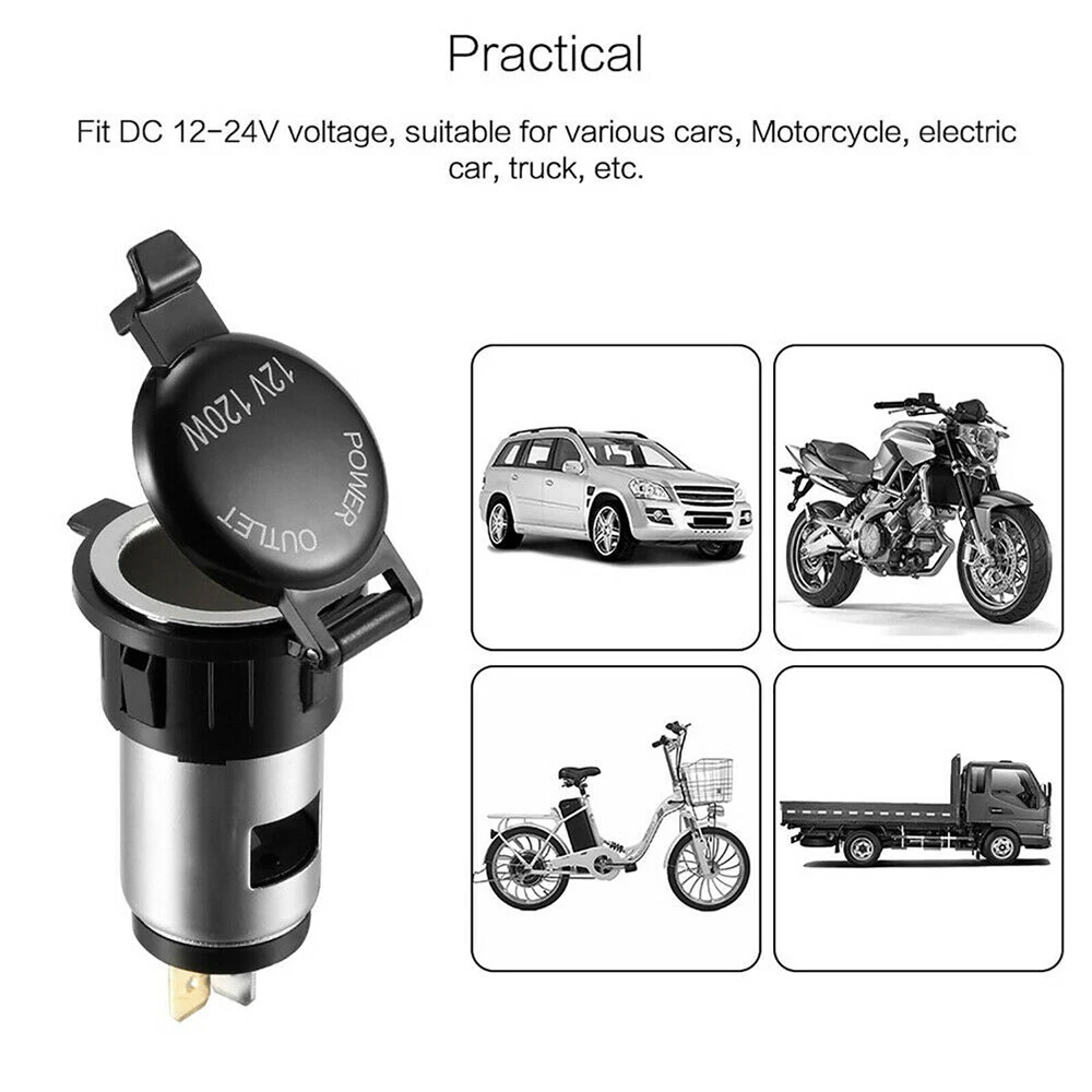  1PC Socket Plastic for Motorcycle Car Truck Power 12V 120W Car Cigarette Lighter Socket Waterproof 