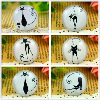 New Fashion 5pcs/Lot 25mm Handmade Photo Glass Cabochons (Black Cat White Background Series) 2020 hot sale new fashion 5pcs lot 25mm handmade photo glass cabochons
