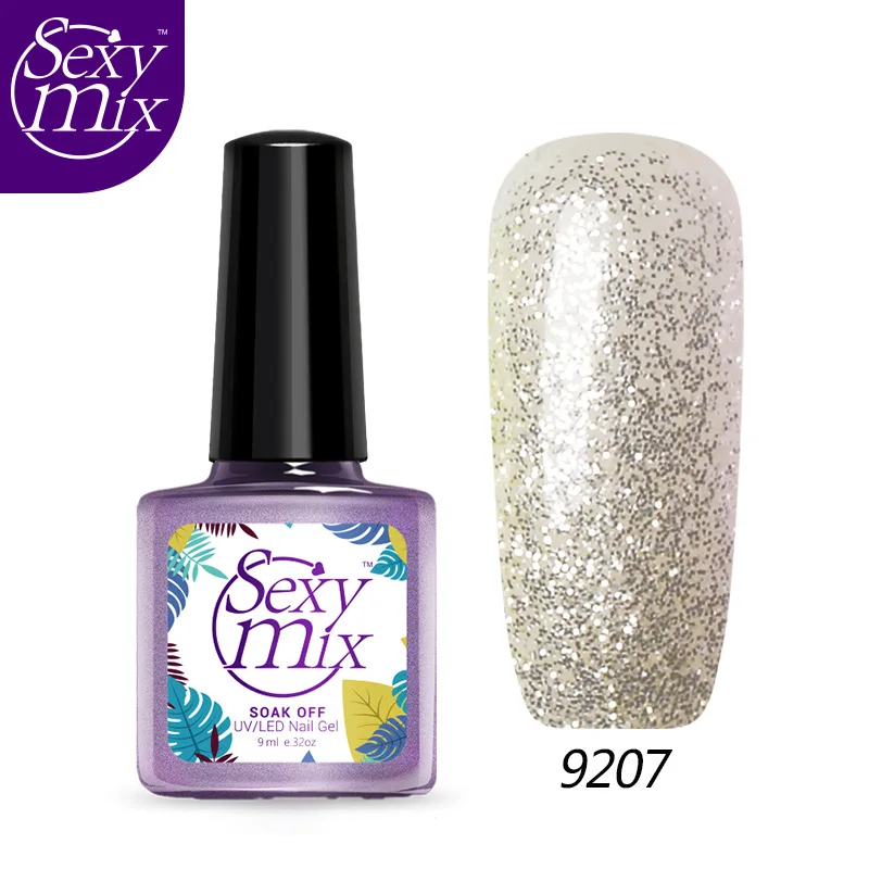 Sexy mix 24 Colors 9ml Glitter Nail UV Gel Varnish 3d Bling Nail Polish