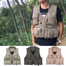 Men's Fishing Vest Photography Work Multi-pockets Hiking Vests Outdoor Waterproof Tactical Military Journalist's Vest Jacket