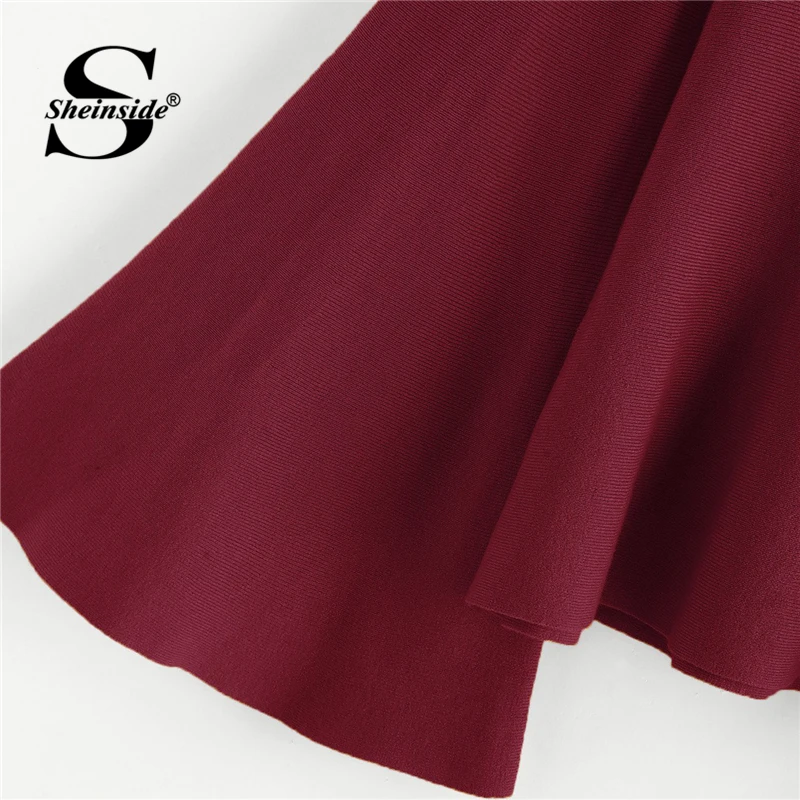 Sheinside Ginger Burgundy Pink 3 Color Women Sweater Stand Collar Bell Sleeve Solid Jumper 2018 Autumn Elegant Knitted Sweaters Sheinside Ginger Burgundy Pink 3 Color Women Sweater Stand Collar Bell Sleeve Solid Jumper 2018 Autumn Elegant Knitted Sweaters