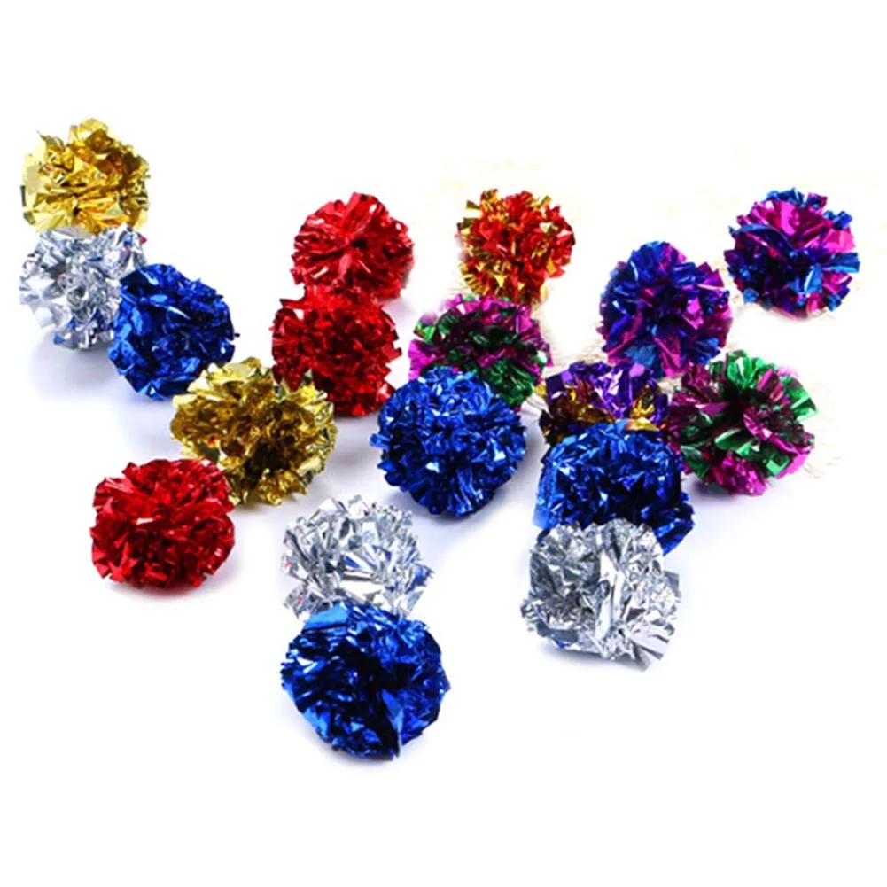 

Color random Multicolor Mylar Crinkle Ball Cat Toys Ring Paper Cat Toy Interactive Sound Ring Paper Kitten Playing Balls