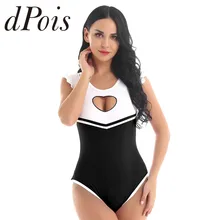 Женское цельное белье для взрослых, с вырезом в форме сердца, мягкий хлопковый комбинезон с шаговым швом, летний купальный костюм