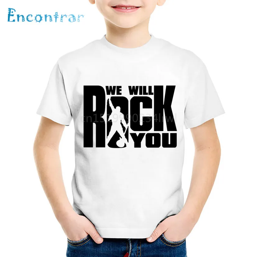 Детские модные футболки с принтом We Will Rock You Детская летняя одежда короткими
