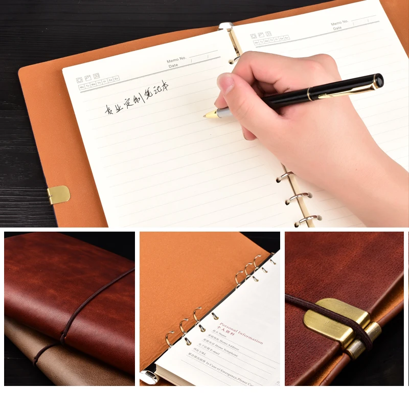 Capa de Notebook de Couro Macio Diário de Viagem Papelaria de Escritório Caderno Espiral a5 Planner Ring Binder Ruize-b5 - Imagem 2