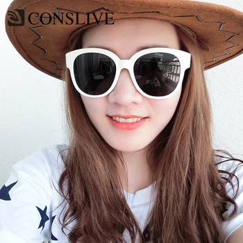 

Women White Black Sunglasses RoundUV400 Acetate Polarized Dark Sunglasses F214
