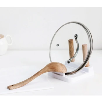 

Kitchen Organizer Japanese Simple Double Wooden Stick Storage Rack Pot Lid Fork Spoon Flatware Shelf Creative Kitchen Organizer