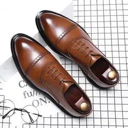 Мужчины в британском стиле Повседневная обувь в деловом стиле молодых свадебные туфли черные мужские туфли Мужские модельные туфли