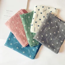 Корейский Повседневный хлопок лен узор звезда мягкая теплая Осенняя тонкая детская шаль для мальчиков и девочек шарфы Accessories-LHKSV009F