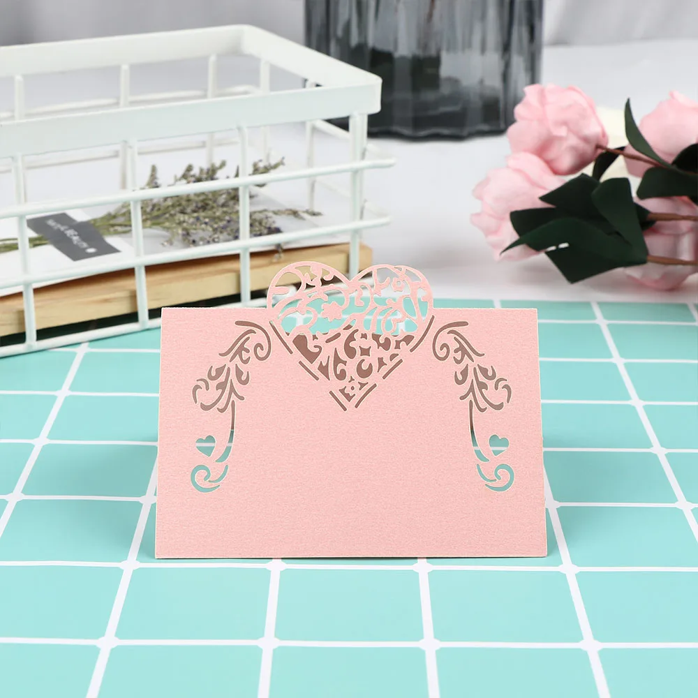  50Pcs Invitation Card Heart Shape Place Laser Cut For Wedding Party Table Decoration Wedding Decor  - 33051644107