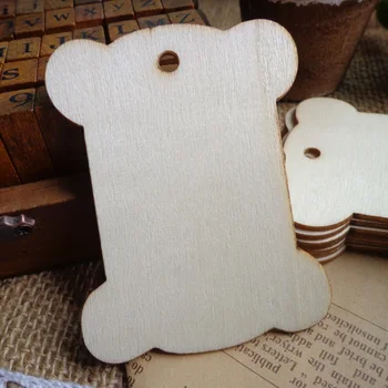 

50pcs 55x70mm ZAKKA Blank Wood Thread Twine Spool Bobbin Wooden hang tag,wood gift tag For Party Bag Box Decor