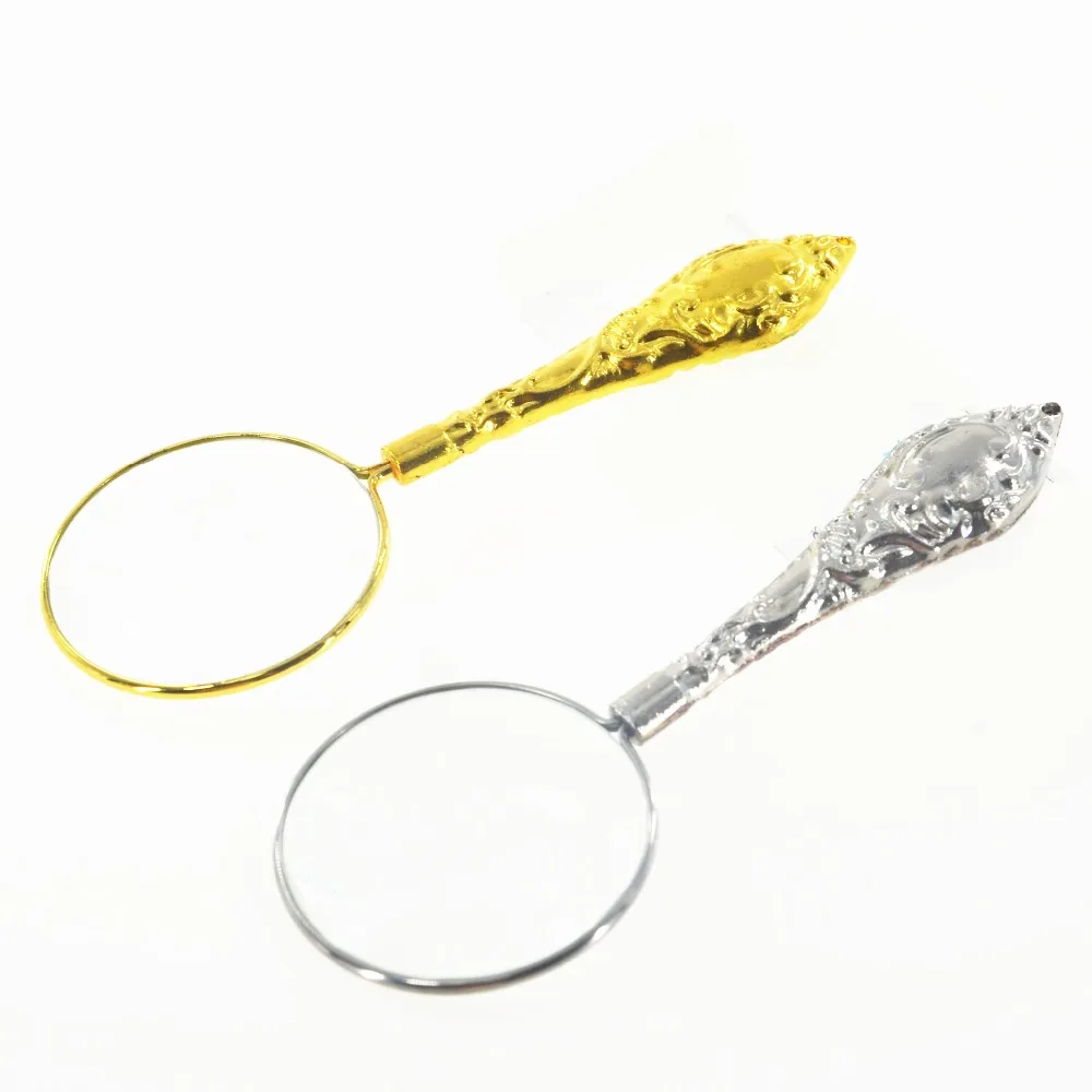 

1pc 5X Metal Glass Magnifier European Delicate Pattern Handle Magnifying Glass Loupe